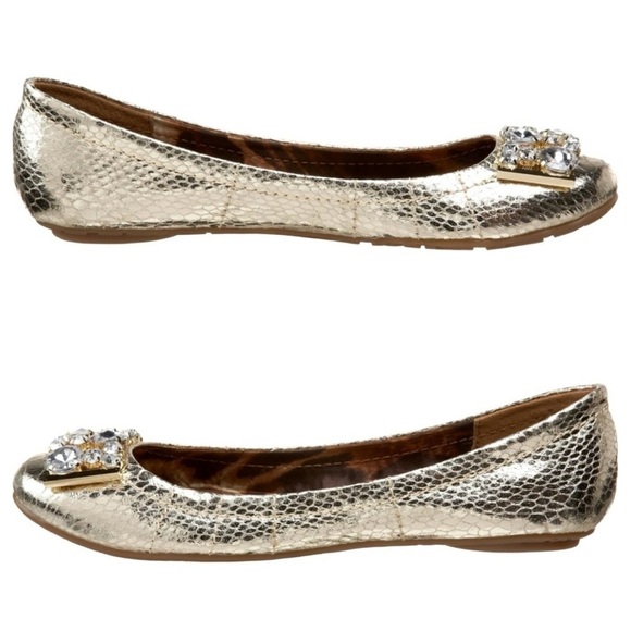 Sam Edelman Women's Caper Ballet Flat, Light Gold Boa Print size 10 M - Picture 3 of 9